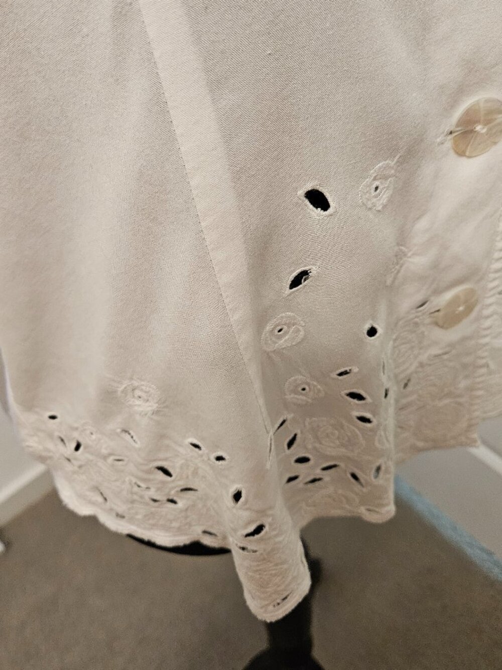 Nomadic Traders White Women eyelet embroidery cotton blouse size L - Picture 9 of 10